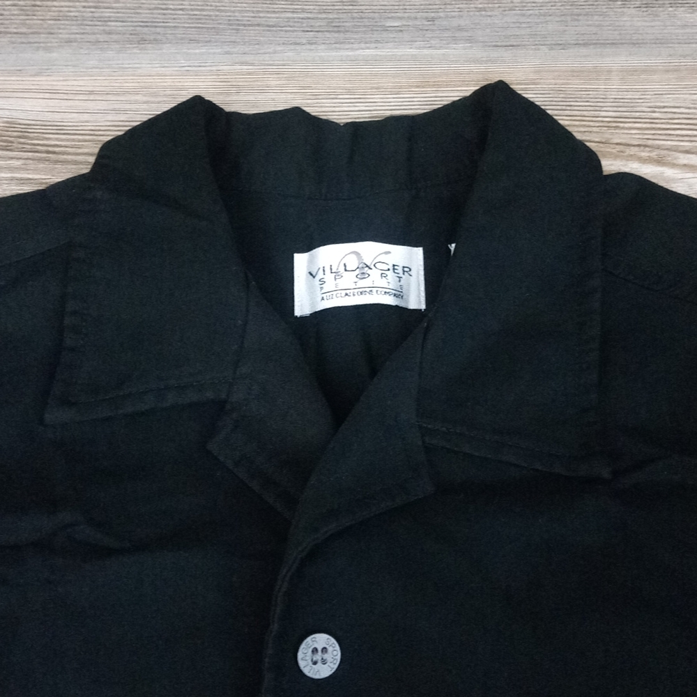 Solid Black Soft Long Sleeve Button Down Shirt To… - image 3